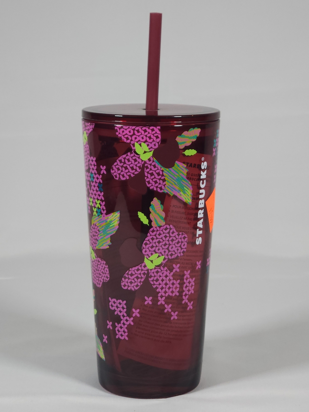 Starbucks Purple Floral Reusable Tumbler with Berry Accents